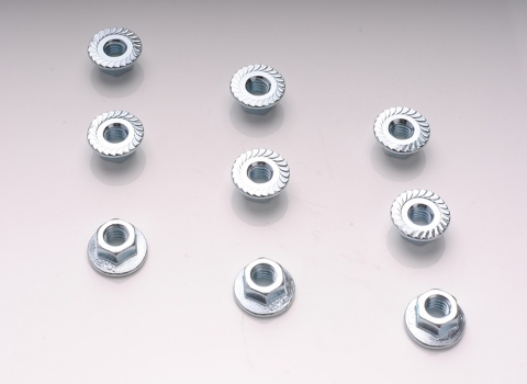 Non-standard large flange nuts with serrations